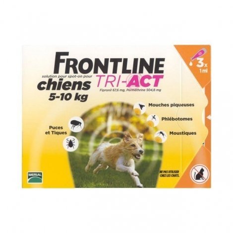 Frontline Tri-Act Chiens 5 à 10 Kg x 3 Pipettes 1ml pas cher, discount