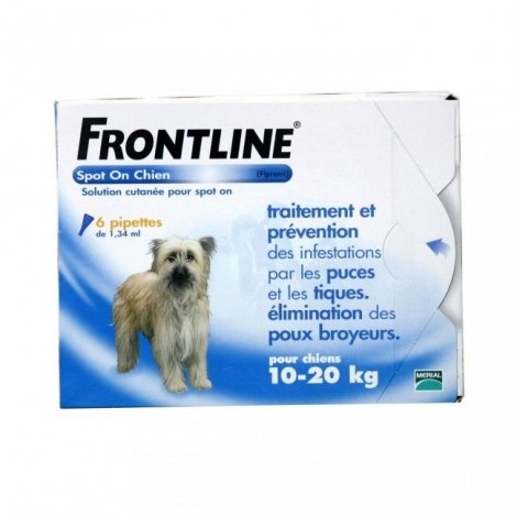 Frontline Spot-on Chiens 10 à 20 Kg x 6 Pipettes 1,34 ml pas cher, discount