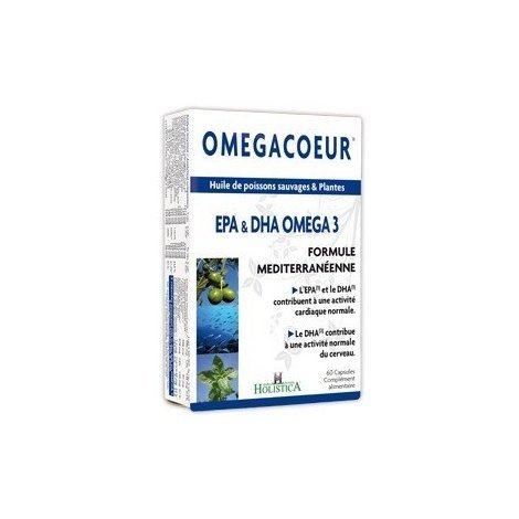 Holistica Omegacoeur Formule Méditerranéenne Oméga 3 EPA et DHA 60 Gélules pas cher, discount