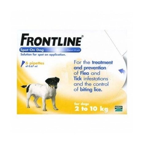 Frontline Spot-on Chiens 2 à 10 Kg x 6 Pipettes 0,67 ml pas cher, discount