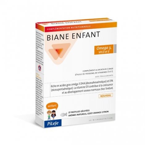Pileje Biane Enfant Omega 3 Vitamines D et E x27 Pastilles pas cher, discount