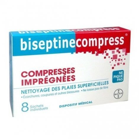 Biseptine Compress Plaies Superficielles Compresses x8 Sachets pas cher, discount