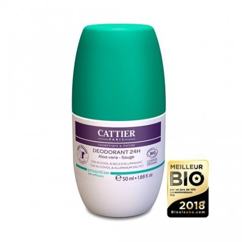 Cattier Déodorant Roll-On 24h 50ml pas cher, discount