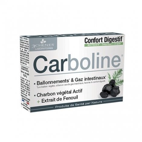 3 Chênes Carboline Confort Digestif Charbon Végétal x30 Comprimés pas cher, discount