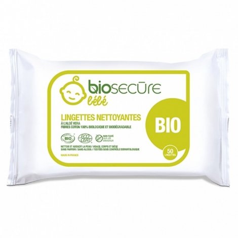 Bio Secure Lingettes Biodégradables à l'Aloe Vera x50 Lingettes pas cher, discount