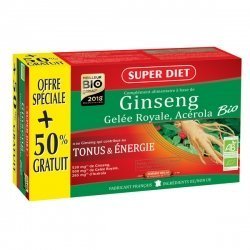 Superdiet Tonus & Booster Ginseng Gelée Royale Acérola 20 Ampoules +10 offertes