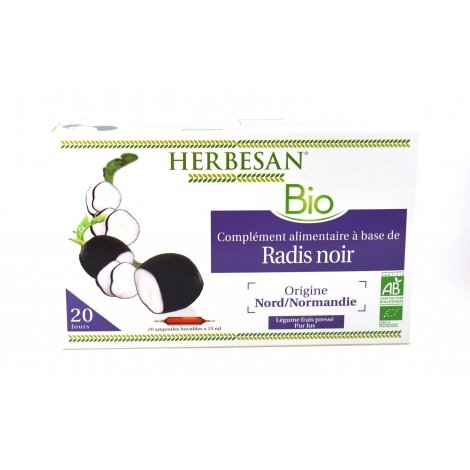Herbesan Radis Noir Bio 20 ampoules de 15ml pas cher, discount