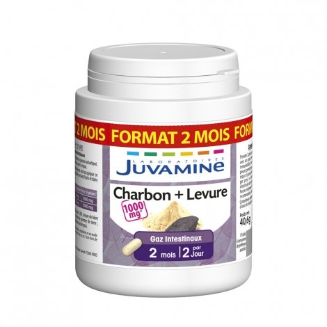 Juvamine Charbon + Levure Format Cure Longue 120 gélules pas cher, discount