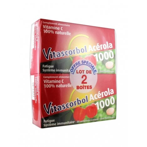 Vitascorbol Acérola 1000 pack 2 x 30 comprimés pas cher, discount