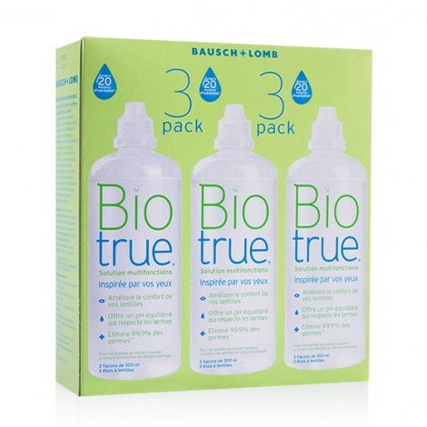 Biotrue Pack Solution Multifonctions 3 x 300ml pas cher, discount