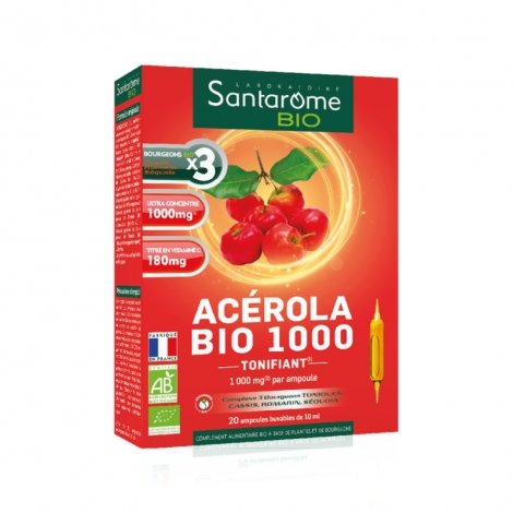 Santarome Bio Acérola Bio 1000 Ampoules 20 ampoules de 10ml pas cher, discount
