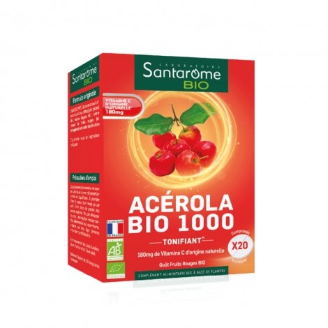 Santarome Bio Acérola Bio 1000 Comprimés 2 tubes de 10 comprimés à croquer pas cher, discount
