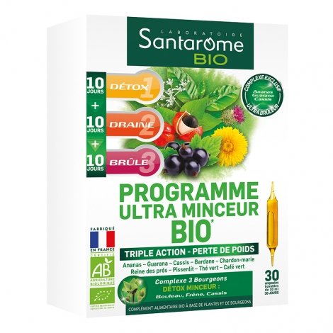 Santarome Bio Programme Ultra Minceur Bio 30 ampoules de 10ml pas cher, discount