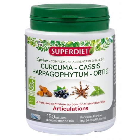 Superdiet Quatuor Curcuma Articulations Bio 150 gélules  pas cher, discount