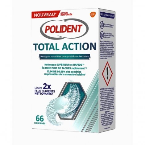 Polident Total Action Nettoyant Appareils Dentaires x66 Comprimés pas cher, discount