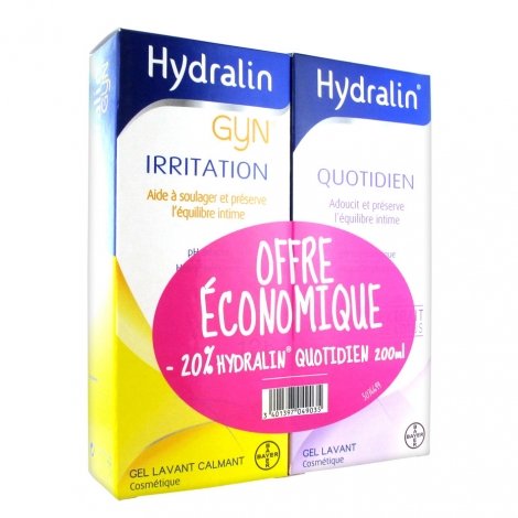 Hydralin Pack Irritation Gel Lavant Calmant 200ml + Quotidien Gel Lavant 200ml pas cher, discount