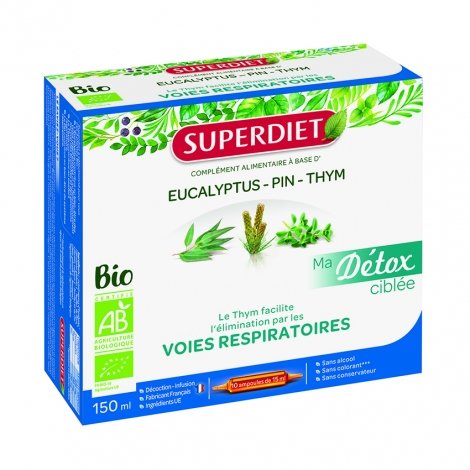 Superdiet Ma Détox Ciblée Voies Respiratoires Bio 10 ampoules pas cher, discount