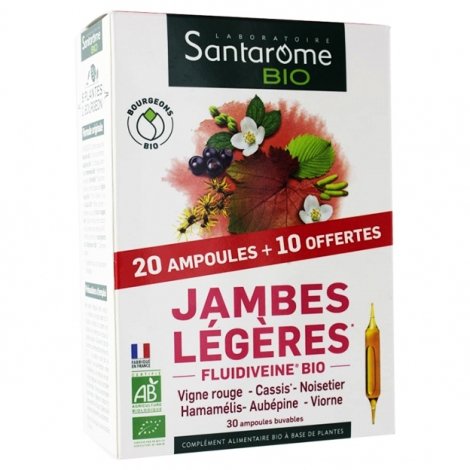 Santarome Jambes Légères Bio 30 ampoules pas cher, discount