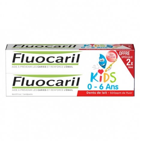 Fluocaril Kids Dentifrice Gel Fraise 0-6 ans Offre Spéciale 2 x 50ml pas cher, discount
