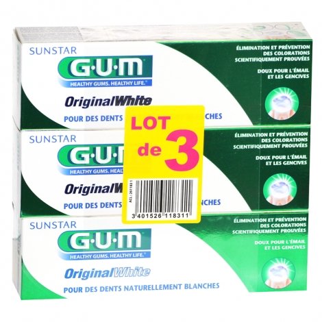 GUM Original White Lot de 3 x 75ml pas cher, discount