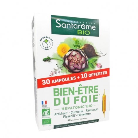 Santarome Bien-Etre du Foie Bio 30 ampoules + 10 offertes pas cher, discount