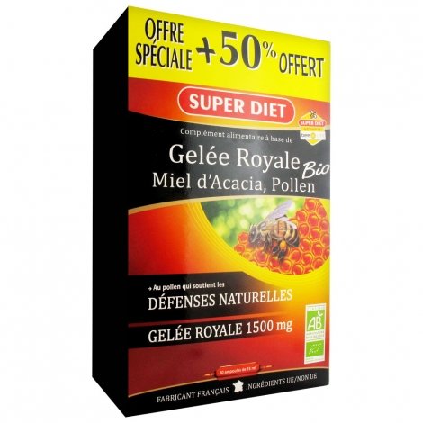 Super Diet Gelée Royale Bio Offre Spéciale +50% OFFERT 30 ampoules pas cher, discount