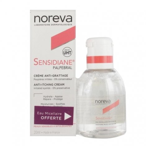 Noreva Sensidiane Palpebral Crème Anti-Grattage 20ml + Eau Micellaire Apaisante 100ml OFFERTE pas cher, discount