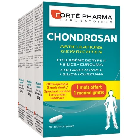 Forte Pharma Chondrosan 2+1 mois gratuit 90 gélules pas cher, discount