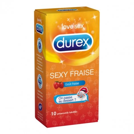 Durex Sexy Fraise 10 préservatifs lubrifiés  pas cher, discount