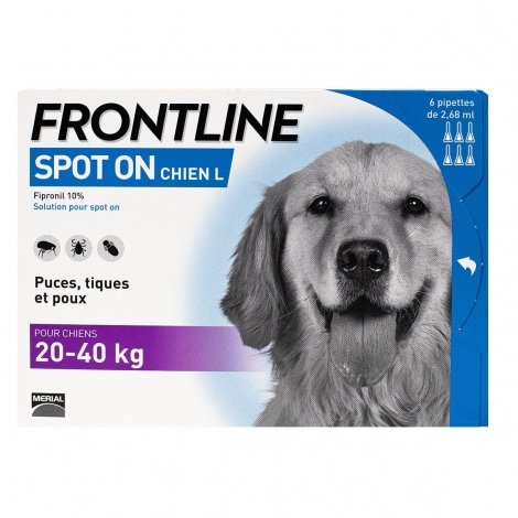 Frontline Spot On Chien 20-40kg Prévention Puce Tique Pou x6 Pipettes pas cher, discount