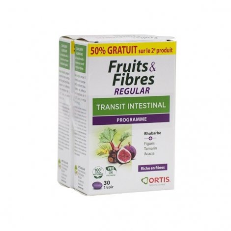 Ortis Fruits & Fibres Regular Transit Intestinal Lot de 2 x 30 comprimés pas cher, discount