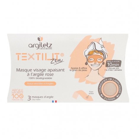 Argiletz Textilit Zen Masque Visage Apaisant à l'Argile Rose 3 masques pas cher, discount