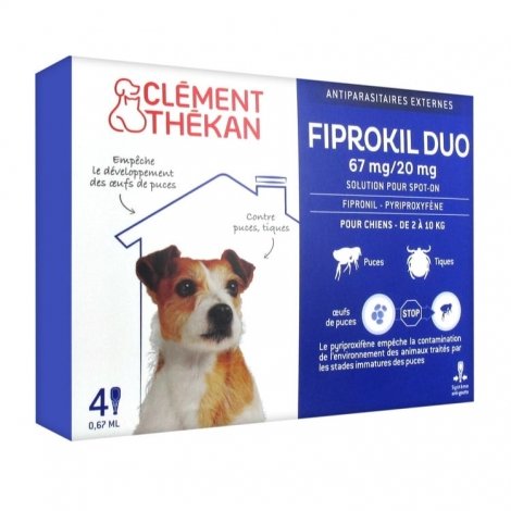 Clément Thékan Fiprokil Duo 67mg/20mg Chien 4 pipettes pas cher, discount