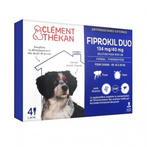 Clément Thékan Fiprokil Duo 134mg/40mg Chien 4 pipettes pas cher, discount