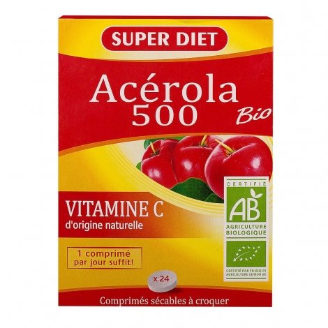 Superdiet Acérola 500 Bio 24 comprimés à croquer pas cher, discount