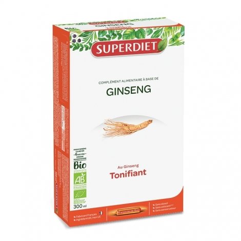Superdiet Ginseng Bio 20 ampoules de 15ml pas cher, discount