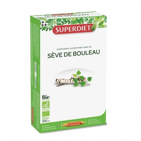 Superdiet Sève de Bouleau Bio 20 ampoules de 15ml pas cher, discount