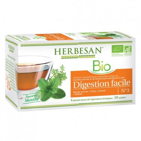 Herbesan Bio Infusion Digestion Facile Saveur Menthe n°3 20 sachets pas cher, discount