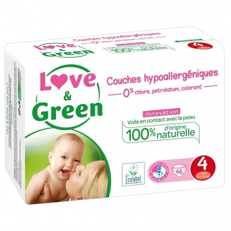 Love & Green Couches Hypoallergéniques Taille 4 - 46 couches pas cher, discount