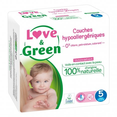 Love & Green Couches Hypoallergéniques Taille 5 - 40 couches pas cher, discount