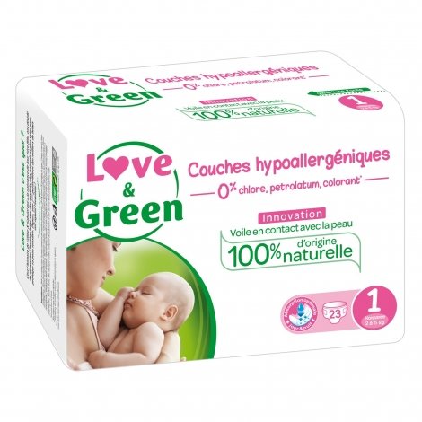 Love & Green Couches Hypoallergéniques Taille 1 - 23 couches pas cher, discount