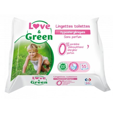 Love & Green Lingettes Hypoallergéniques Toilettes 55 pièces pas cher, discount