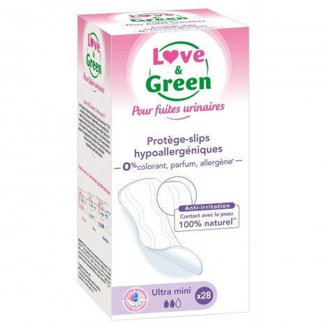Love & Green Protège-Slips Hypoallergéniques Incontinence Ultra Mini 28 pièces pas cher, discount