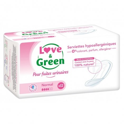 Love & Green Serviettes Hypoallergéniques Incontinence Normal 12 pièces pas cher, discount