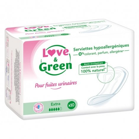 Love & Green Serviettes Hypoallergéniques Incontinence Extra 10 pièces pas cher, discount