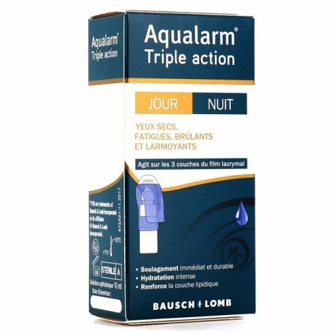 Bausch + Lomb Aqualarm Triple Action Jour Nuit Yeux Secs 10ml pas cher, discount