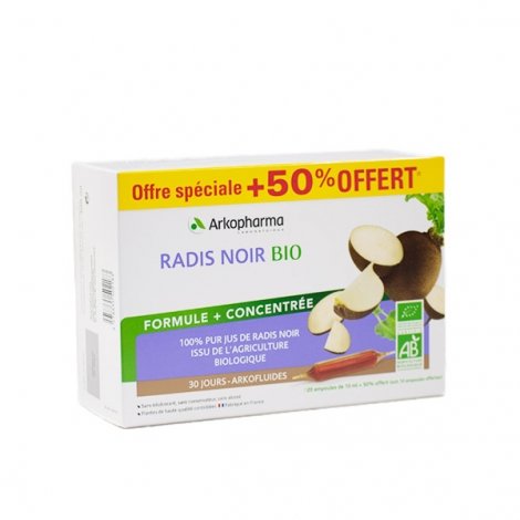 Arkofluides Radis Noir Bio 20 ampoules + 10 Offertes pas cher, discount