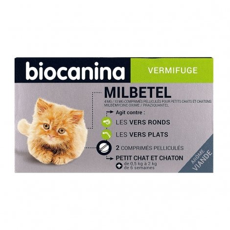 Biocanina Milbetel Vermifuge Petit Chat et Chaton de 0,5 à 2kg 2 comprimés pas cher, discount
