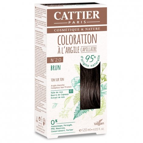 Cattier Coloration Capillaire Naturelle et Vegan N°2 Brun 120ml pas cher, discount