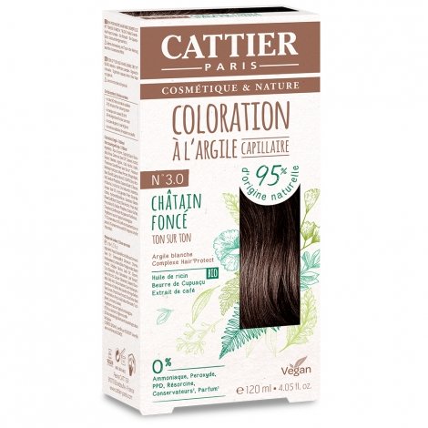 Cattier Coloration Capillaire Naturelle et Vegan N°3 Châtain Foncé 120ml pas cher, discount